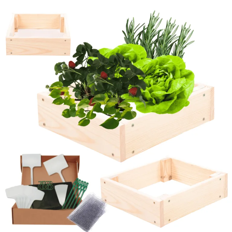 Hochbeet Holz, Kräuterbeet, Gartenbeet, Pflanzbeet, Blumenbeet, Stufenbeet, für Garten und Terrasse, Kiefernholz, Massivholz, höhenverstellbar, Abmessungen 9x30x30 cm, Farbe: Natur – Bild 1