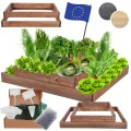 Hochbeet Holz, Kräuterbeet, Gartenbeet, Pflanzbeet, Blumenbeet, Stufenbeet, für Garten und Terrasse, Kiefernholz, Massivholz, höhenverstellbar, Abmessungen 18x90x80 cm, Farbe: Braun - Thumbnail 1