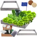 Hochbeet Holz, Kräuterbeet, Gartenbeet, Pflanzbeet, Blumenbeet, Stufenbeet, für Garten und Terrasse, Kiefernholz, Massivholz, höhenverstellbar, Abmessungen 9x90x90 cm, Farbe: Grau - Thumbnail 1