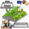 Hochbeet Holz, Kräuterbeet, Gartenbeet, Pflanzbeet, Blumenbeet, Stufenbeet, für Garten und Terrasse, Kiefernholz, Massivholz, höhenverstellbar, Abmessungen 18x60x60 cm, Farbe: Grau - Thumbnail 1