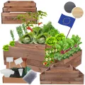Hochbeet Holz, Kräuterbeet, Gartenbeet, Pflanzbeet, Blumenbeet, Stufenbeet, für Garten und Terrasse, Kiefernholz, Massivholz, höhenverstellbar, Abmessungen 45x117x80 cm, Farbe: Braun - Thumbnail 1