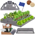 Hochbeet Holz, Kräuterbeet, Gartenbeet, Pflanzbeet, Blumenbeet, Stufenbeet, für Garten und Terrasse, Kiefernholz, Massivholz, höhenverstellbar, Abmessungen 27x90x100 cm, Farbe: Grau - Thumbnail 1