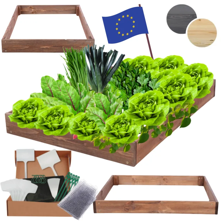Hochbeet Holz, Kräuterbeet, Gartenbeet, Pflanzbeet, Blumenbeet, Stufenbeet, für Garten und Terrasse, Kiefernholz, Massivholz, höhenverstellbar, Abmessungen 9x90x30 cm, Farbe: Braun – Bild 1