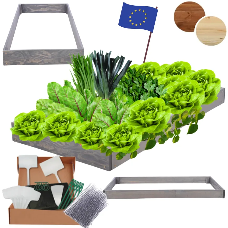 Hochbeet Holz, Kräuterbeet, Gartenbeet, Pflanzbeet, Blumenbeet, Stufenbeet, für Garten und Terrasse, Kiefernholz, Massivholz, höhenverstellbar, Abmessungen 9x60x80 cm, Farbe: Grau – Bild 1