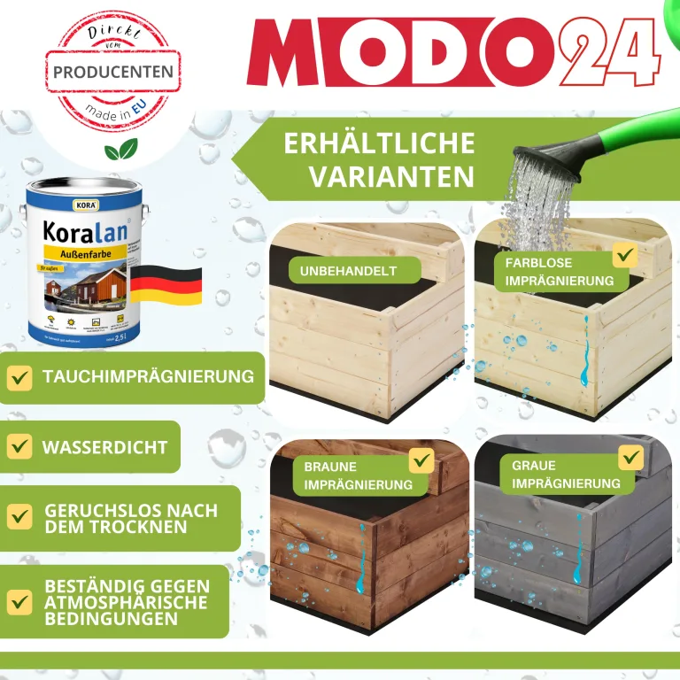 Hochbeet Holz, Kräuterbeet, Gartenbeet, Pflanzbeet, Blumenbeet, Stufenbeet, für Garten und Terrasse, Kiefernholz, Massivholz, höhenverstellbar, Abmessungen 27x117x90 cm, Farbe: Grau – Bild 3