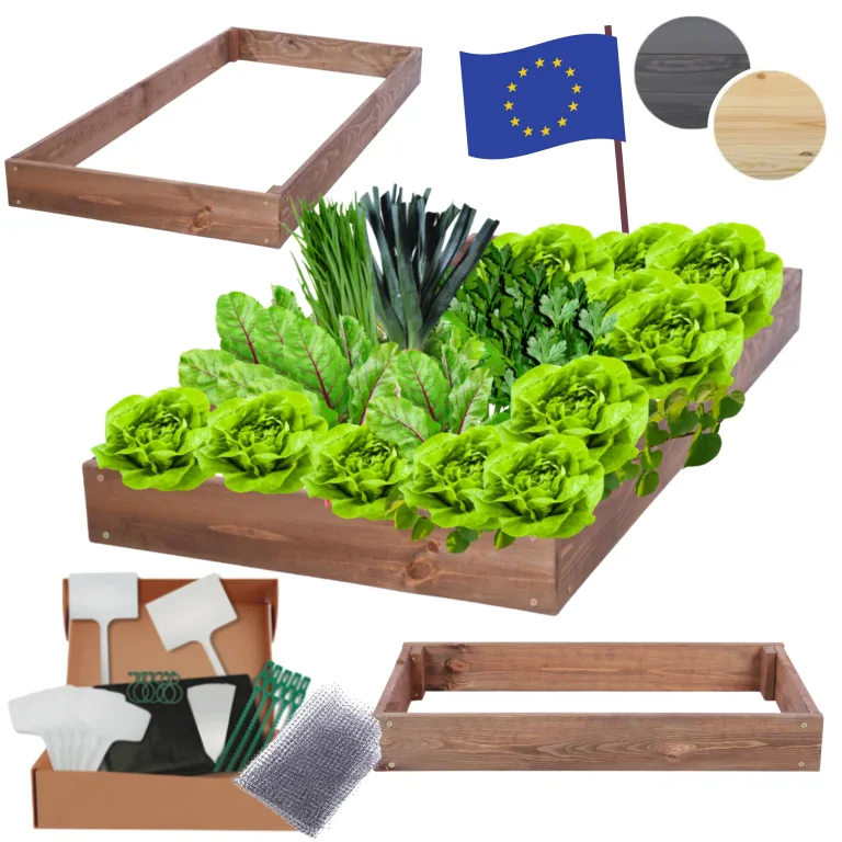 Hochbeet Holz, Kräuterbeet, Gartenbeet, Pflanzbeet, Blumenbeet, Stufenbeet, für Garten und Terrasse, Kiefernholz, Massivholz, höhenverstellbar, Abmessungen 9x60x80 cm, Farbe: Braun – Bild 1
