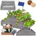Hochbeet Holz, Kräuterbeet, Gartenbeet, Pflanzbeet, Blumenbeet, Stufenbeet, für Garten und Terrasse, Kiefernholz, Massivholz, höhenverstellbar, Abmessungen 45x117x90 cm, Farbe: Grau - Thumbnail 1