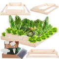 Hochbeet Holz, Kräuterbeet, Gartenbeet, Pflanzbeet, Blumenbeet, Stufenbeet, für Garten und Terrasse, Kiefernholz, Massivholz, höhenverstellbar, Abmessungen 18x90x100 cm, Farbe: Natur - Thumbnail 1