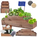 Hochbeet Holz, Kräuterbeet, Gartenbeet, Pflanzbeet, Blumenbeet, Stufenbeet, für Garten und Terrasse, Kiefernholz, Massivholz, höhenverstellbar, Abmessungen 36x117x30 cm, Farbe: Braun - Thumbnail 1