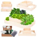 Hochbeet Holz, Kräuterbeet, Gartenbeet, Pflanzbeet, Blumenbeet, Stufenbeet, für Garten und Terrasse, Kiefernholz, Massivholz, höhenverstellbar, Abmessungen 18x60x30 cm, Farbe: Natur - Thumbnail 1