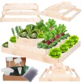 Hochbeet Holz, Kräuterbeet, Gartenbeet, Pflanzbeet, Blumenbeet, Stufenbeet, für Garten und Terrasse, Kiefernholz, Massivholz, höhenverstellbar, Abmessungen 27x90x80 cm, Farbe: Natur - Thumbnail 1