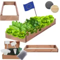 Hochbeet Holz, Kräuterbeet, Gartenbeet, Pflanzbeet, Blumenbeet, Stufenbeet, für Garten und Terrasse, Kiefernholz, Massivholz, höhenverstellbar, Abmessungen 9x30x90 cm, Farbe: Braun - Thumbnail 1