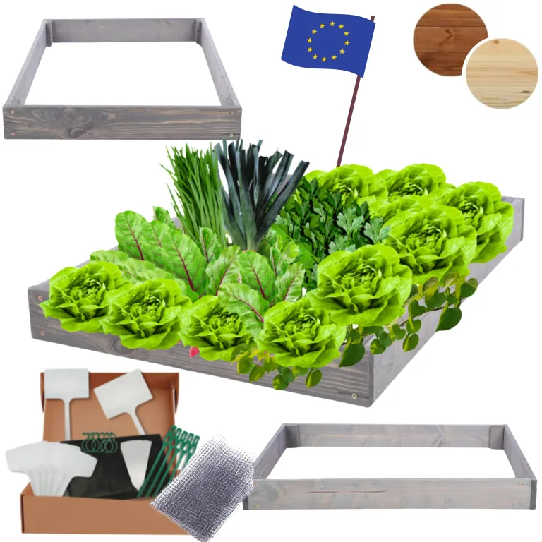 Hochbeet Holz, Kräuterbeet, Gartenbeet, Pflanzbeet, Blumenbeet, Stufenbeet, für Garten und Terrasse, Kiefernholz, Massivholz, höhenverstellbar, Abmessungen 9x60x100 cm, Farbe: Grau – Bild 1
