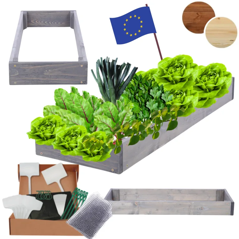 Hochbeet Holz, Kräuterbeet, Gartenbeet, Pflanzbeet, Blumenbeet, Stufenbeet, für Garten und Terrasse, Kiefernholz, Massivholz, höhenverstellbar, Abmessungen 9x30x60 cm, Farbe: Grau – Bild 1