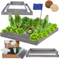 Hochbeet Holz, Kräuterbeet, Gartenbeet, Pflanzbeet, Blumenbeet, Stufenbeet, für Garten und Terrasse, Kiefernholz, Massivholz, höhenverstellbar, Abmessungen 18x90x100 cm, Farbe: Grau - Thumbnail 1
