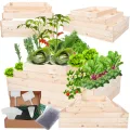 Hochbeet Holz, Kräuterbeet, Gartenbeet, Pflanzbeet, Blumenbeet, Stufenbeet, für Garten und Terrasse, Kiefernholz, Massivholz, höhenverstellbar, Abmessungen 45x117x60 cm, Farbe: Natur - Thumbnail 1