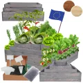 Hochbeet Holz, Kräuterbeet, Gartenbeet, Pflanzbeet, Blumenbeet, Stufenbeet, für Garten und Terrasse, Kiefernholz, Massivholz, höhenverstellbar, Abmessungen 45x117x100 cm, Farbe: Grau - Thumbnail 1