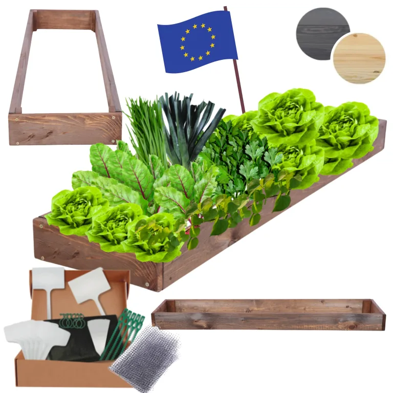Hochbeet Holz, Kräuterbeet, Gartenbeet, Pflanzbeet, Blumenbeet, Stufenbeet, für Garten und Terrasse, Kiefernholz, Massivholz, höhenverstellbar, Abmessungen 9x30x120 cm, Farbe: Braun – Bild 1