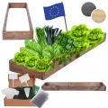 Hochbeet Holz, Kräuterbeet, Gartenbeet, Pflanzbeet, Blumenbeet, Stufenbeet, für Garten und Terrasse, Kiefernholz, Massivholz, höhenverstellbar, Abmessungen 9x30x120 cm, Farbe: Braun - Thumbnail 1