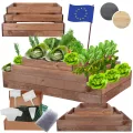 Hochbeet Holz, Kräuterbeet, Gartenbeet, Pflanzbeet, Blumenbeet, Stufenbeet, für Garten und Terrasse, Kiefernholz, Massivholz, höhenverstellbar, Abmessungen 36x117x60 cm, Farbe: Braun - Thumbnail 1