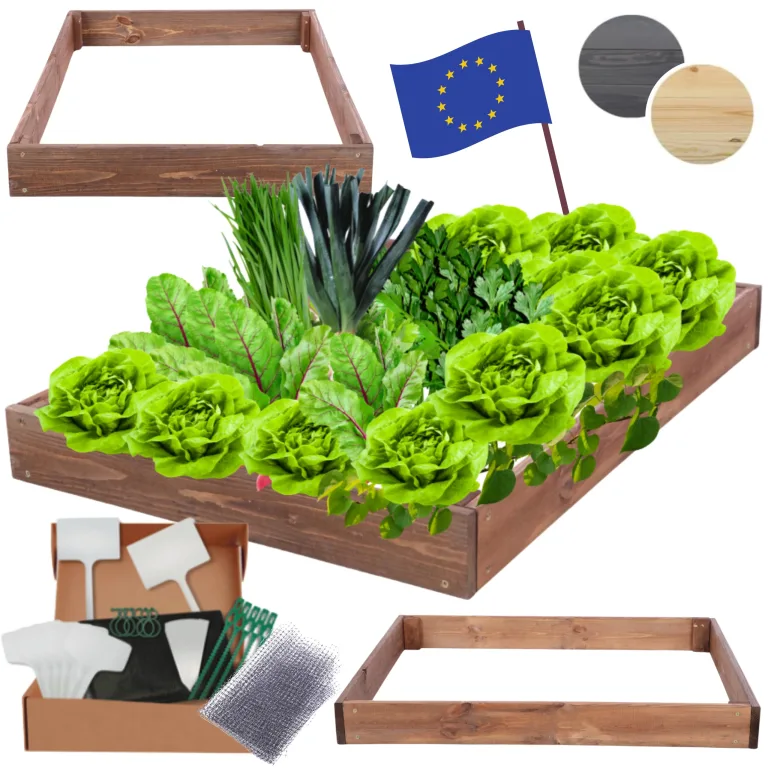 Hochbeet Holz, Kräuterbeet, Gartenbeet, Pflanzbeet, Blumenbeet, Stufenbeet, für Garten und Terrasse, Kiefernholz, Massivholz, höhenverstellbar, Abmessungen 9x90x120 cm, Farbe: Braun – Bild 1