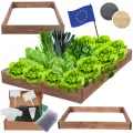 Hochbeet Holz, Kräuterbeet, Gartenbeet, Pflanzbeet, Blumenbeet, Stufenbeet, für Garten und Terrasse, Kiefernholz, Massivholz, höhenverstellbar, Abmessungen 9x90x120 cm, Farbe: Braun - Thumbnail 1