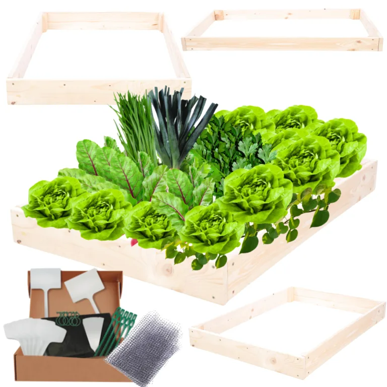 Hochbeet Holz, Kräuterbeet, Gartenbeet, Pflanzbeet, Blumenbeet, Stufenbeet, für Garten und Terrasse, Kiefernholz, Massivholz, höhenverstellbar, Abmessungen 9x90x30 cm, Farbe: Natur – Bild 1