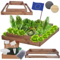 Hochbeet Holz, Kräuterbeet, Gartenbeet, Pflanzbeet, Blumenbeet, Stufenbeet, für Garten und Terrasse, Kiefernholz, Massivholz, höhenverstellbar, Abmessungen 18x90x100 cm, Farbe: Braun - Thumbnail 1