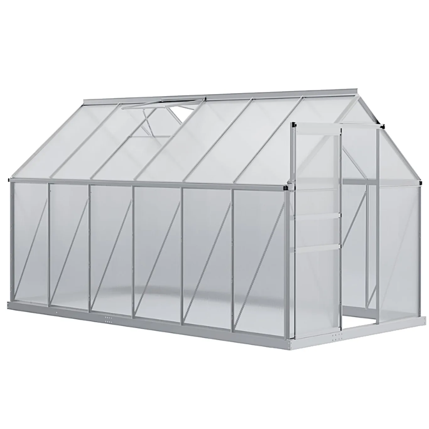 ESTEXO Aluminium Gewächshaus 11,2 m³ Frühbeet 370x190x195 cm inkl. Fundament Alu Treibhaus Tomatenhaus Pflanzhaus - Bild 1