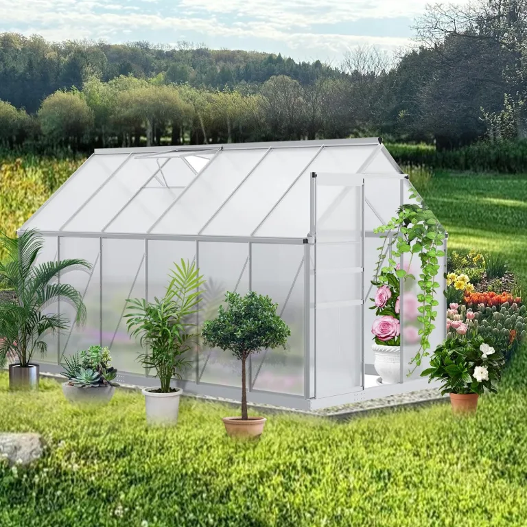 ESTEXO Aluminium Gewächshaus 11,2 m³ Frühbeet 370x190x195 cm inkl. Fundament Alu Treibhaus Tomatenhaus Pflanzhaus – Bild 8