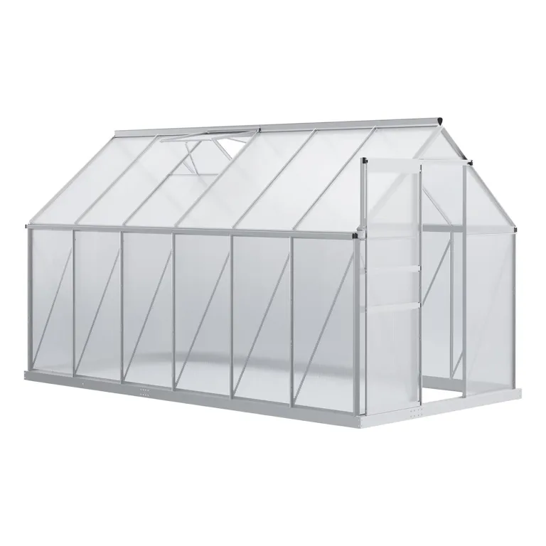 ESTEXO Aluminium Gewächshaus 11,2 m³ Frühbeet 370x190x195 cm inkl. Fundament Alu Treibhaus Tomatenhaus Pflanzhaus – Bild 9