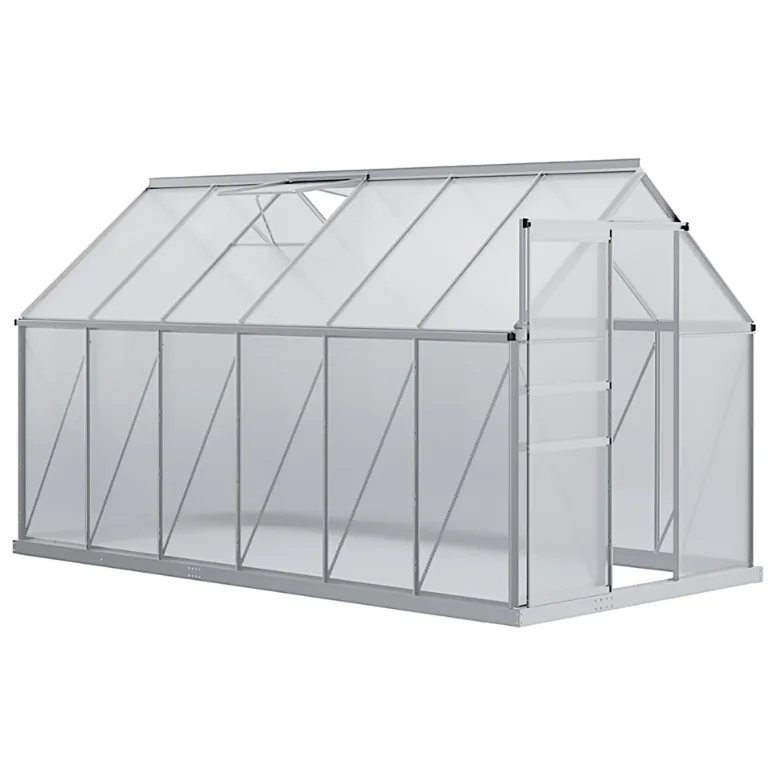 ESTEXO Aluminium Gewächshaus 11,2 m³ Frühbeet 370x190x195 cm inkl. Fundament Alu Treibhaus Tomatenhaus Pflanzhaus – Bild 1