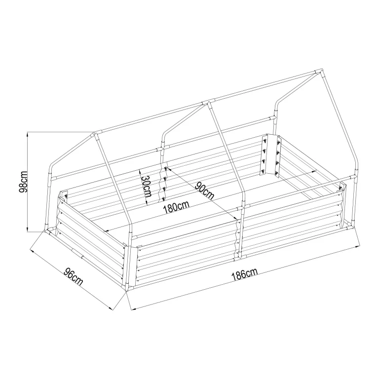 [en.casa] Hochbeet mit Foliengewächshaus Balsorano wetterfest Frühbeet mit Abdeckung Outdoor Stahl mit PVC-Folie Mini-Treibhaus 186 x 96 x 98 cm Transparent – Bild 6