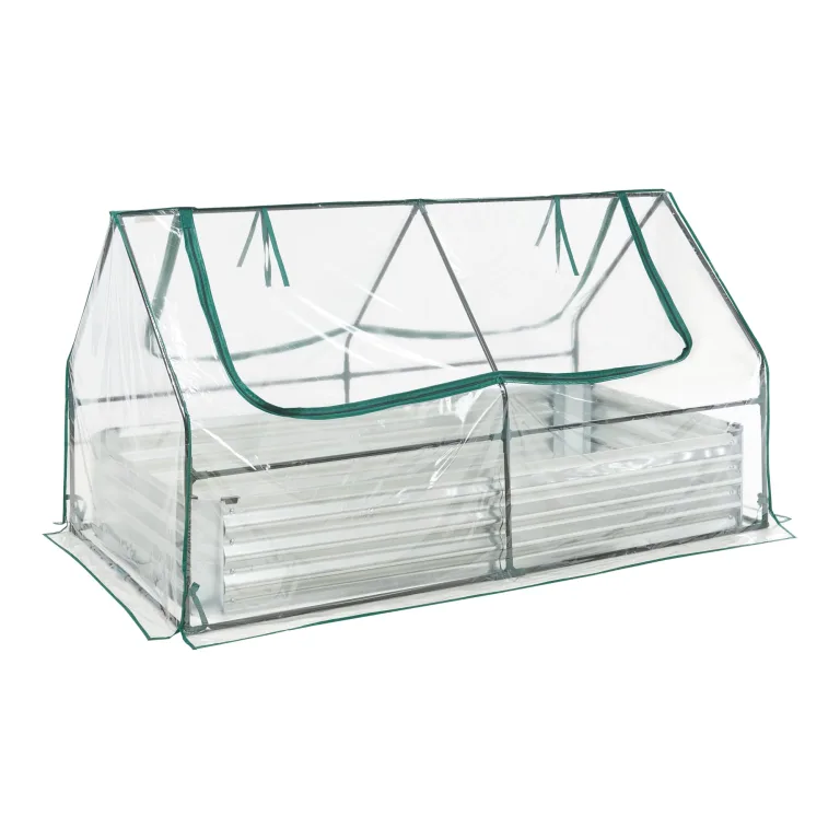 [en.casa] Hochbeet mit Foliengewächshaus Balsorano wetterfest Frühbeet mit Abdeckung Outdoor Stahl mit PVC-Folie Mini-Treibhaus 186 x 96 x 98 cm Transparent – Bild 1