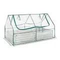 [en.casa] Hochbeet mit Foliengewächshaus Balsorano wetterfest Frühbeet mit Abdeckung Outdoor Stahl mit PVC-Folie Mini-Treibhaus 186 x 96 x 98 cm Transparent - Thumbnail 1