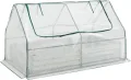 [en.casa] Hochbeet mit Foliengewächshaus Balsorano wetterfest Frühbeet mit Abdeckung Outdoor Stahl mit PE-Gitterfolie Mini-Treibhaus 186 x 96 x 98 cm Weiß - Thumbnail 1