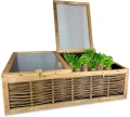 GARTENETAGE Frühbeet mit Weidengeflecht – Witterungsbeständiges Mini-Gewächshaus 120x80x35/45 cm mit schützender Abdeckung für Kräuter- und Gemüseanbau - Thumbnail 1