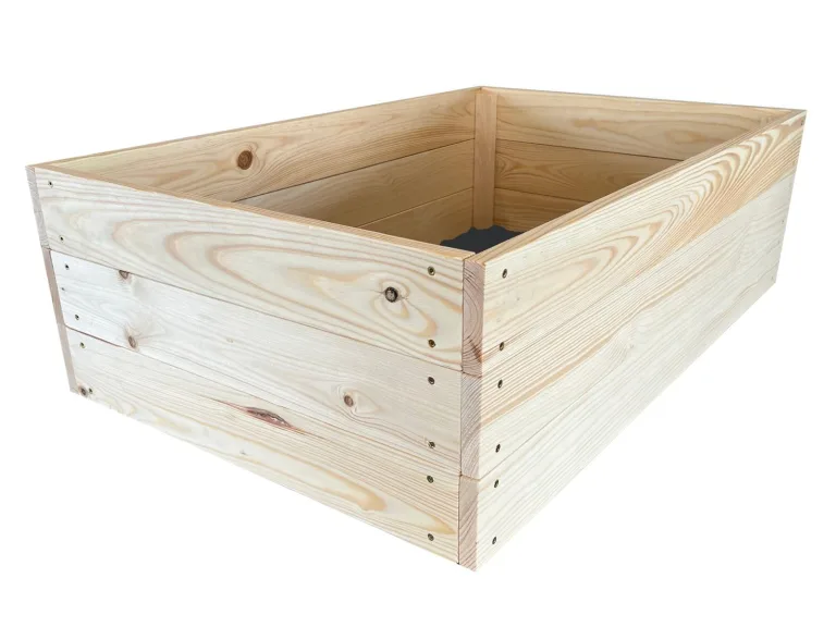 Lermowoood Hochbeet aus Holz 100x80x30 cm Natur – Pflanzkasten für Gemüse & Kräuter – mit Agrovließ – steckbar & stapelbar- Aussenbereich ideal für Garten, Balkon & Terrasse – Bild 2
