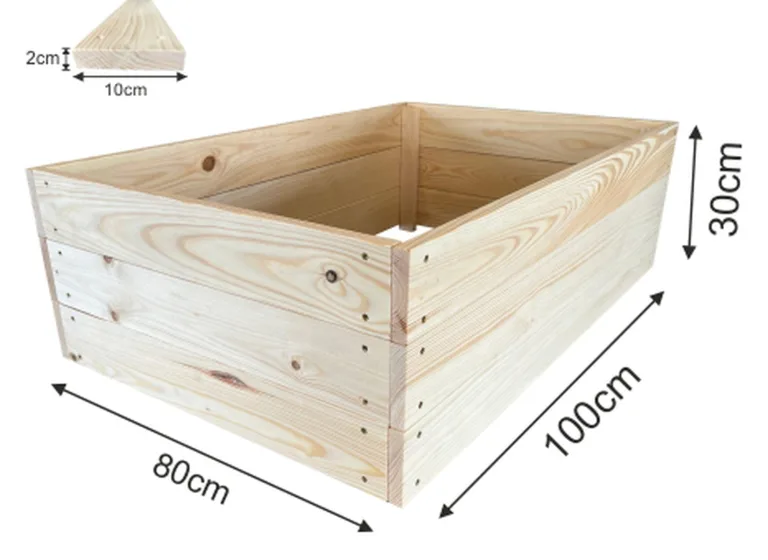 Lermowoood Hochbeet aus Holz 100x80x30 cm Natur – Pflanzkasten für Gemüse & Kräuter – mit Agrovließ – steckbar & stapelbar- Aussenbereich ideal für Garten, Balkon & Terrasse – Bild 3