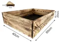 Lermowoood Hochbeet aus Holz 60x40x20 cm Geflammt – Pflanzkasten für Gemüse & Kräuter – mit Agrovließ – steckbar & stapelbar- Aussenbereich ideal für Garten, Balkon & Terrasse - Thumbnail 3