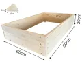 Lermowoood Hochbeet aus Holz 60x60x20 cm Natur – Pflanzkasten für Gemüse & Kräuter – mit Agrovließ – steckbar & stapelbar- Aussenbereich ideal für Garten, Balkon & Terrasse - Thumbnail 3