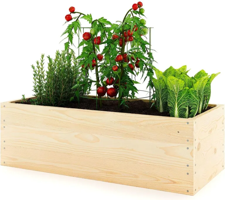 Lermowoood Hochbeet aus Holz 120x60x30 cm Natur – Pflanzkasten für Gemüse & Kräuter – mit Agrovließ – steckbar & stapelbar- Aussenbereich ideal für Garten, Balkon & Terrasse – Bild 1