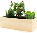 Lermowoood Hochbeet aus Holz 120x60x30 cm Natur – Pflanzkasten für Gemüse & Kräuter – mit Agrovließ – steckbar & stapelbar- Aussenbereich ideal für Garten, Balkon & Terrasse - Thumbnail 1