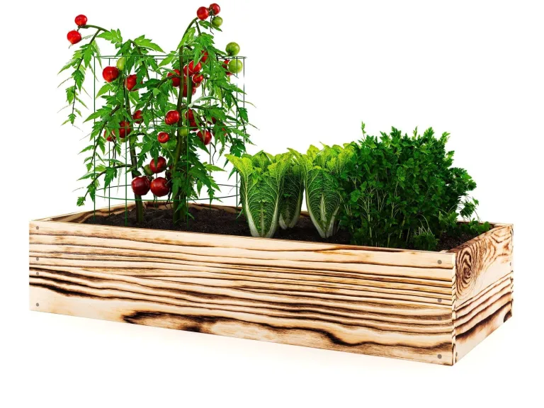 Lermowoood Hochbeet aus Holz 120x118x20 cm Natur – Pflanzkasten für Gemüse & Kräuter – mit Agrovließ – steckbar & stapelbar- Aussenbereich ideal für Garten, Balkon & Terrasse – Bild 8