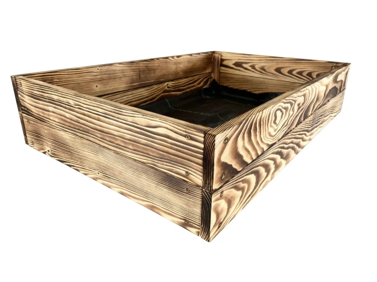 Lermowoood Hochbeet aus Holz 60x80x20 cm Geflammt – Pflanzkasten für Gemüse & Kräuter – mit Agrovließ – steckbar & stapelbar- Aussenbereich ideal für Garten, Balkon & Terrasse – Bild 2