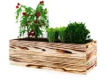 Lermowoood Hochbeet aus Holz 120x40x20 cm Natur – Pflanzkasten für Gemüse & Kräuter – mit Agrovließ – steckbar & stapelbar- Aussenbereich ideal für Garten, Balkon & Terrasse - Thumbnail 9