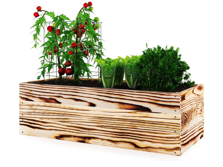 Lermowoood Hochbeet aus Holz 40x40x30 cm Natur – Pflanzkasten für Gemüse & Kräuter – mit Agrovließ – steckbar & stapelbar- Aussenbereich ideal für Garten, Balkon & Terrasse – Bild 9