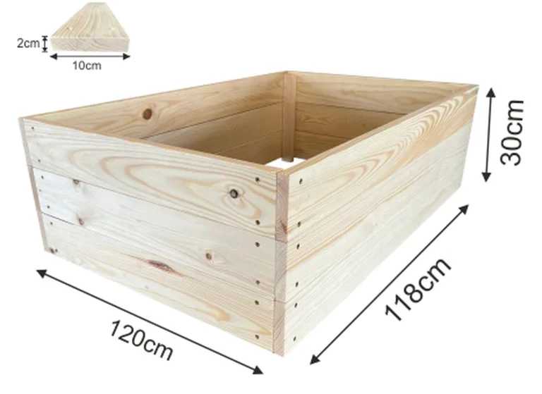 Lermowoood Hochbeet aus Holz 120x118x30 cm Natur – Pflanzkasten für Gemüse & Kräuter – mit Agrovließ – steckbar & stapelbar- Aussenbereich ideal für Garten, Balkon & Terrasse – Bild 3