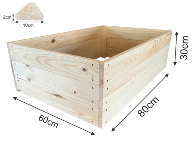 Lermowoood Hochbeet aus Holz 60x80x30 cm Natur – Pflanzkasten für Gemüse & Kräuter – mit Agrovließ – steckbar & stapelbar- Aussenbereich ideal für Garten, Balkon & Terrasse – Bild 3
