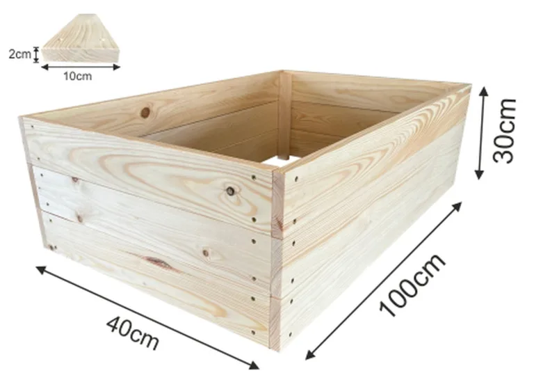 Lermowoood Hochbeet aus Holz 100x40x30 cm Natur – Pflanzkasten für Gemüse & Kräuter – mit Agrovließ – steckbar & stapelbar- Aussenbereich ideal für Garten, Balkon & Terrasse – Bild 3